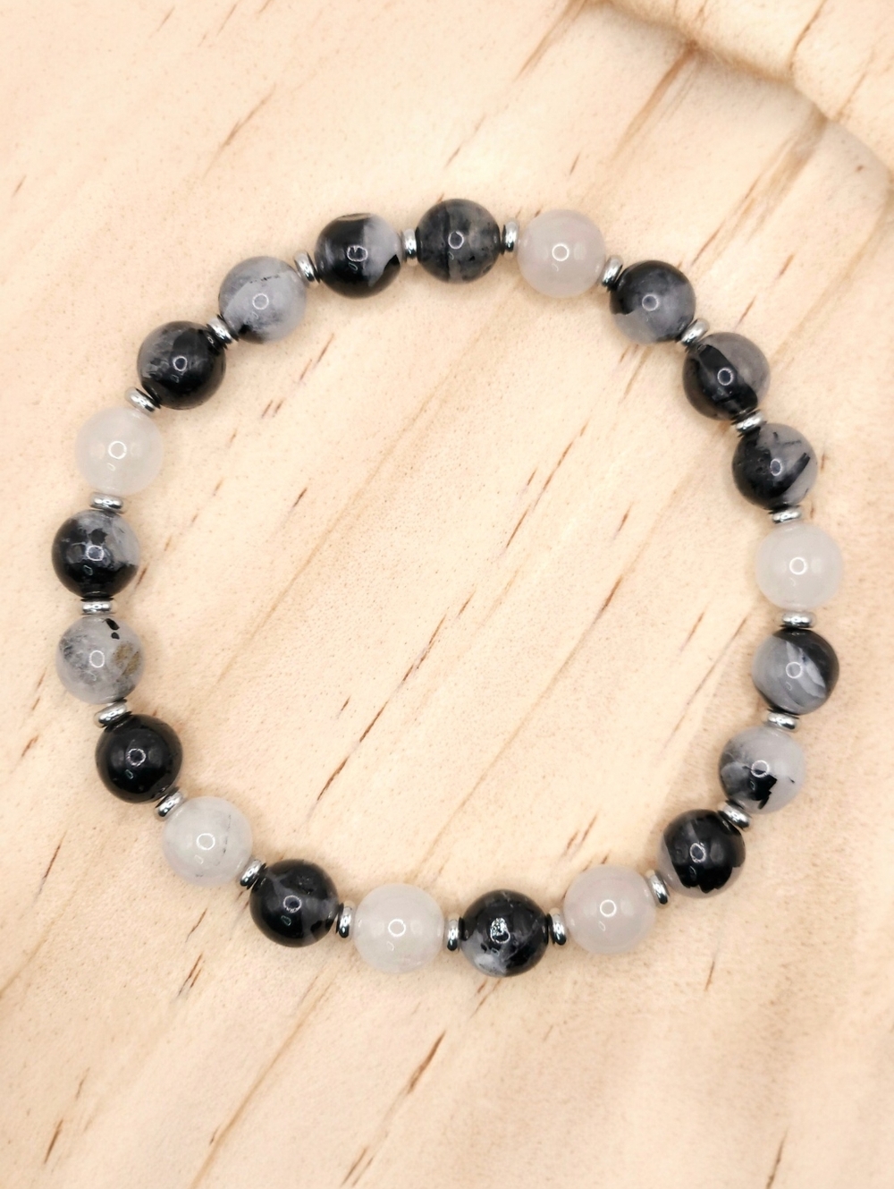 Tourmalinated Quartz Natural Stone Bracelet